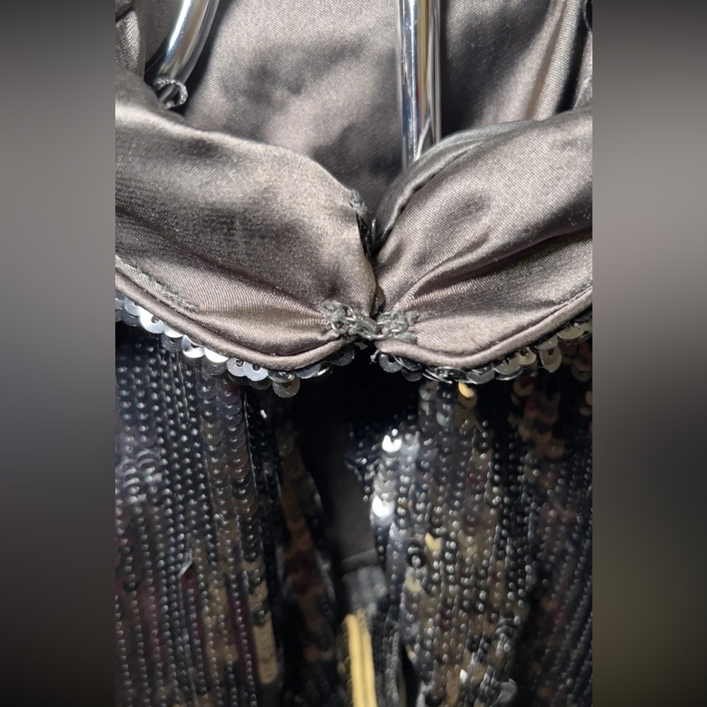 Zara Women’s Black FRINGED SEQUIN CAPE - Picture 6 of 6